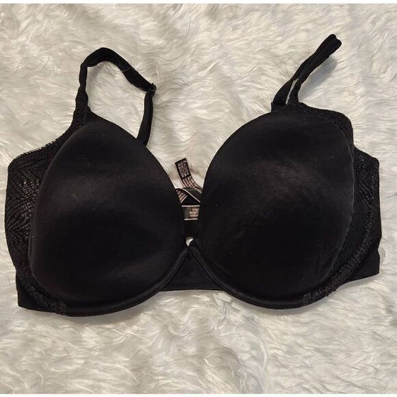 Victoria Secret 36DDD lined perfect coverage black underwire. Features lace over - Picture 1 of 7